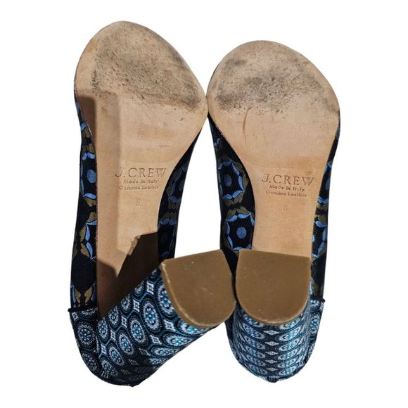 SOLD!!! CREW COLLECTION "Etta" Silk & Leather Block Heel Pumps - Size 8 - Picture 5 of 8